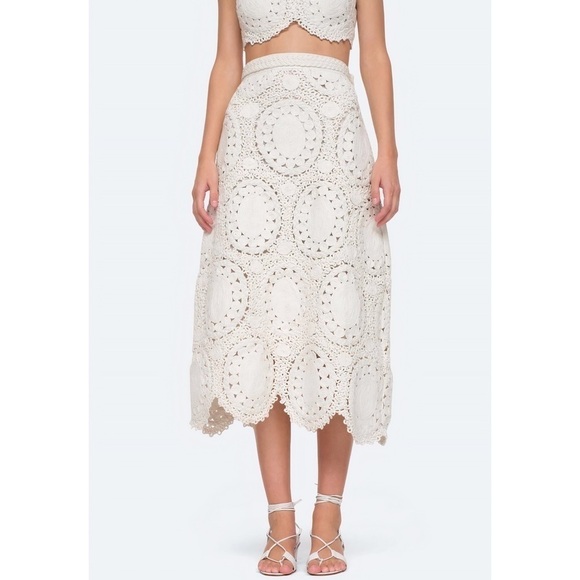 NWT SEA New York White Crochet Camila Midi Skirt Set - Picture 7 of 13